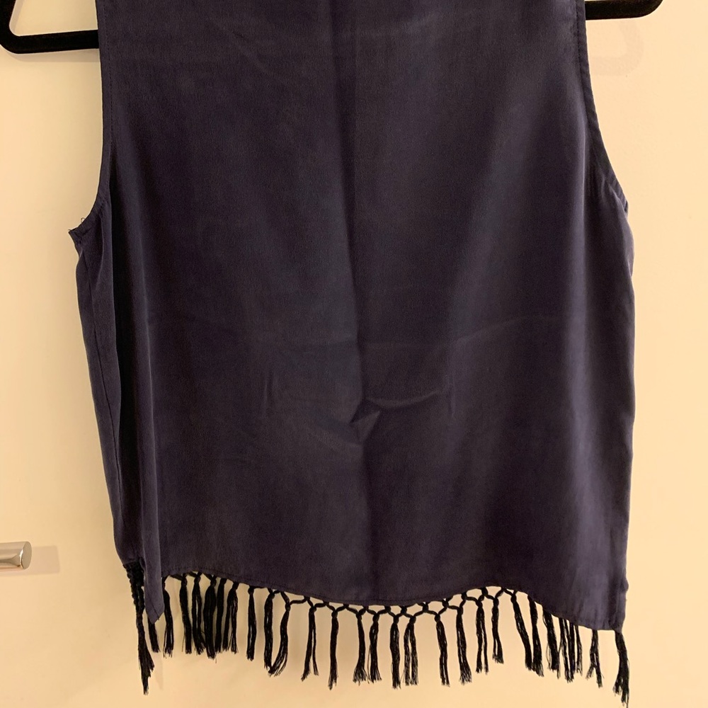 Amour Vert Navy tank with tassels on bottom—small